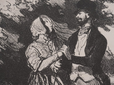 Honoré DAUMIER (d'après) : L'amour naissant, Lithographie signée