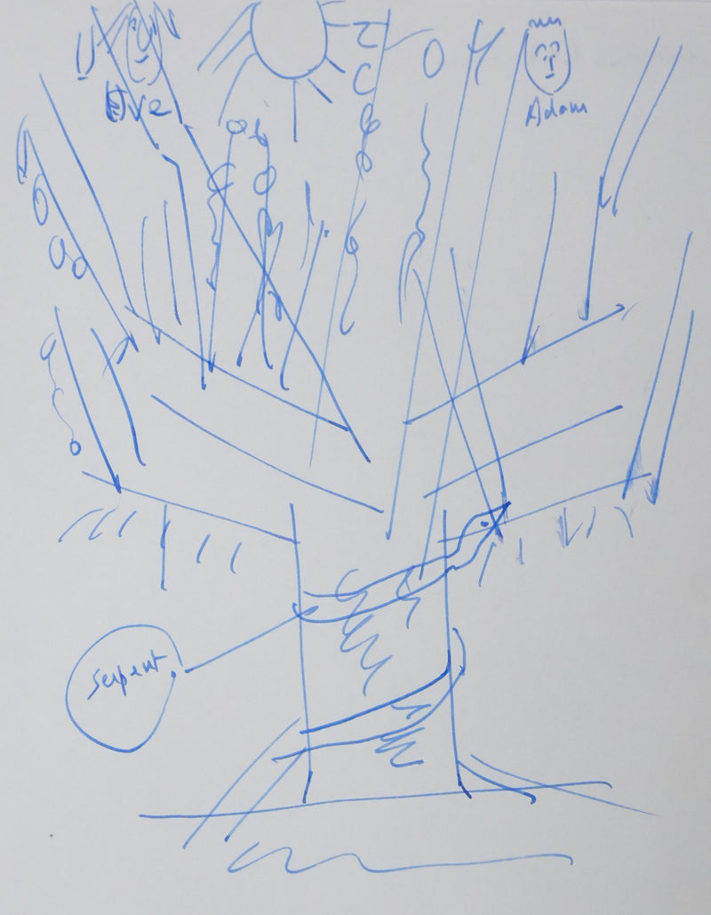 Roger CARATINI : Le faux arbre de la fausse science, Autographe et dessin original signé