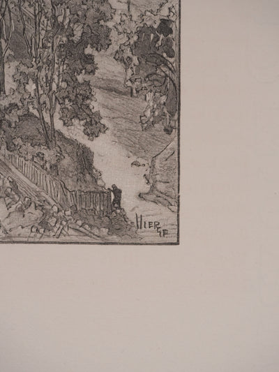 Daniel VIERGE : La tour Saint-Jacques, Gravure originale signée