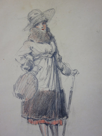 Georges CONRAD : La bourgeoise du Café de la Paix, Dessin original signé