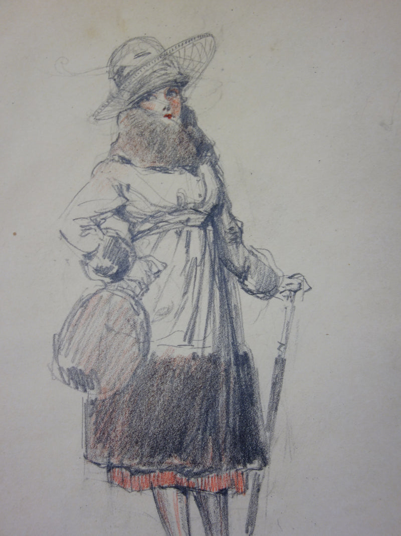 Georges CONRAD : La bourgeoise du Café de la Paix, Dessin original signé