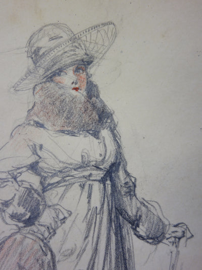 Georges CONRAD : La bourgeoise du Café de la Paix, Dessin original signé