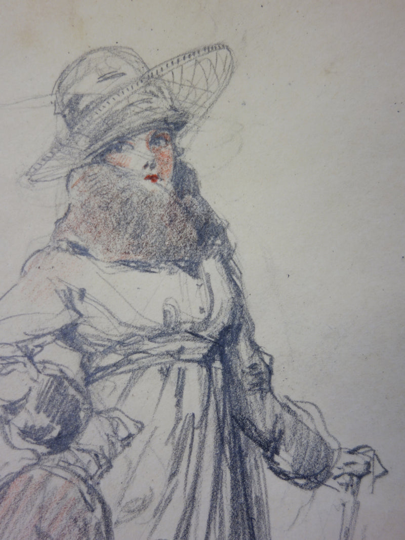 Georges CONRAD : La bourgeoise du Café de la Paix, Dessin original signé