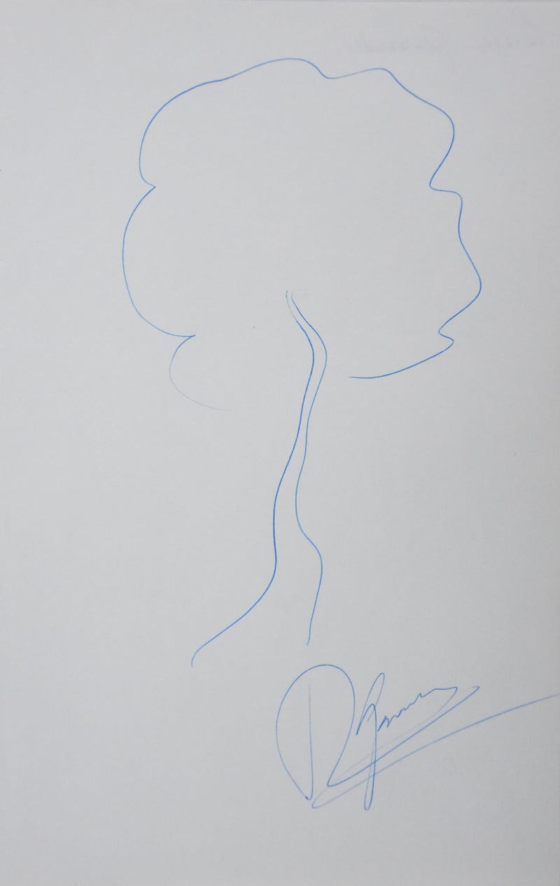 Roger GARAUDY : Arborescence bleue, Autographe et dessin original signé