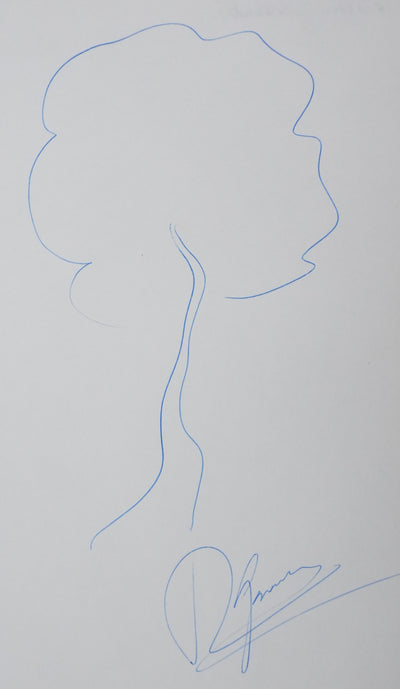 Roger GARAUDY : Arborescence bleue, Autographe et dessin original signé