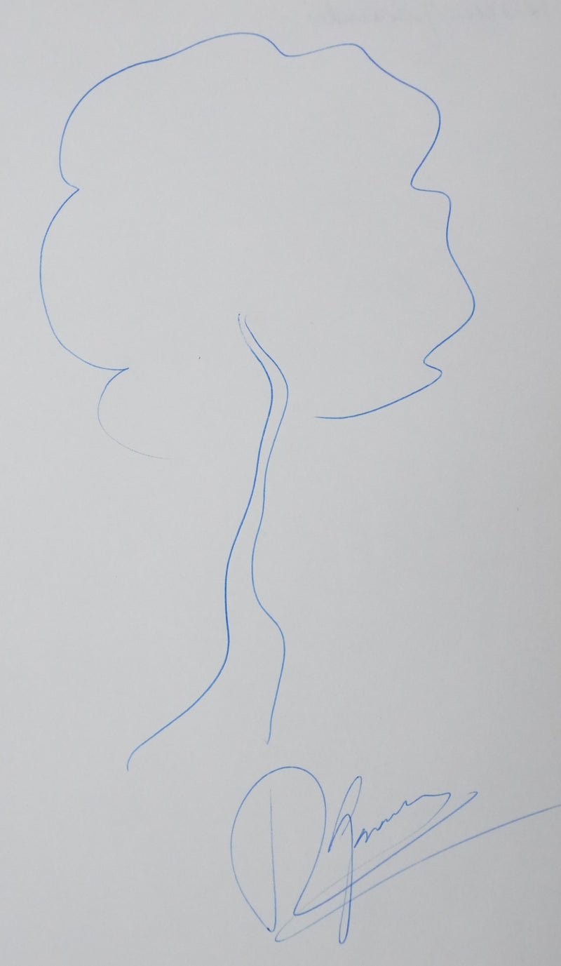 Roger GARAUDY : Arborescence bleue, Autographe et dessin original signé