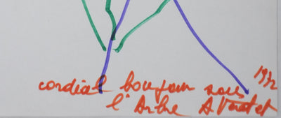 André VERDET : Bonjour sous l'arbre, Autographe et dessin original signé