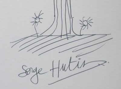 Serge HUTIN : L'arbre enchanteur, Autographe et dessin original signé