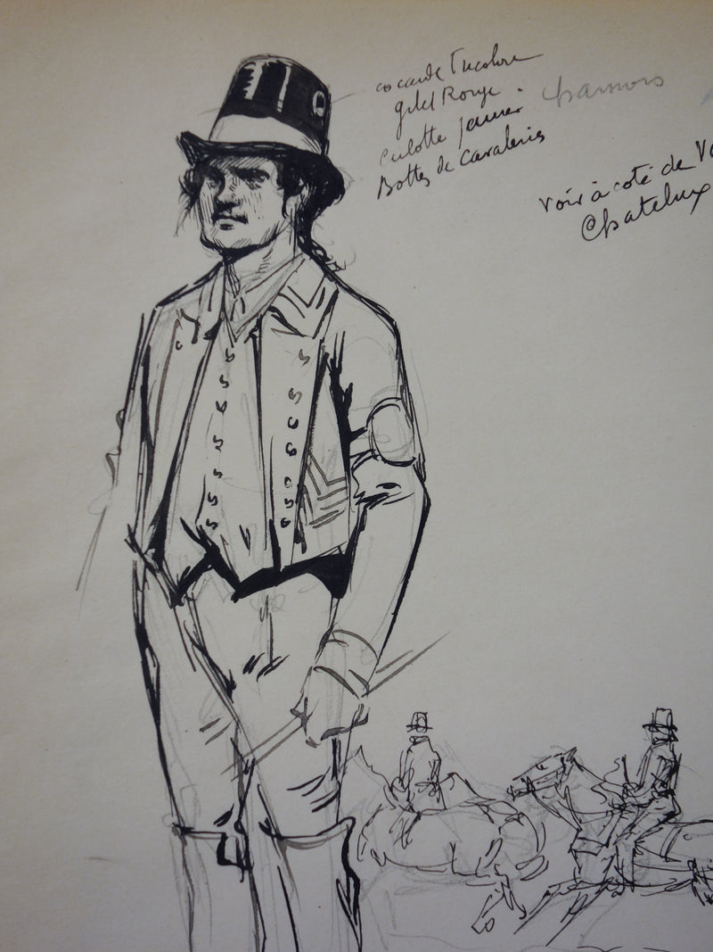 Georges CONRAD : Le cochet, Dessin original signé