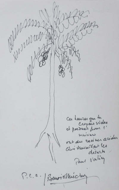 Jacques BENOIST-MECHIN : Les racines de Paul Valéry, Autographe et dessin original signé