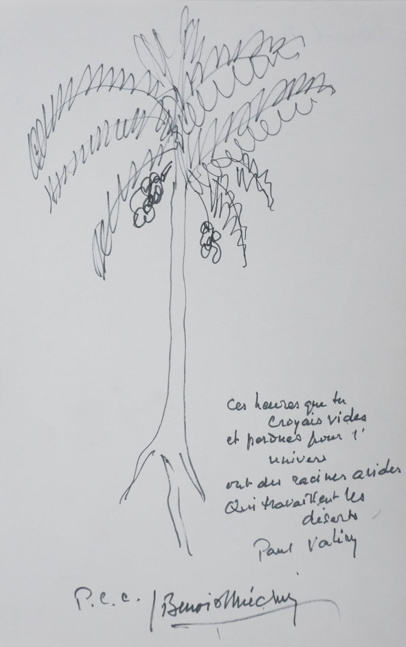 Jacques BENOIST-MECHIN : Les racines de Paul Valéry, Autographe et dessin original signé