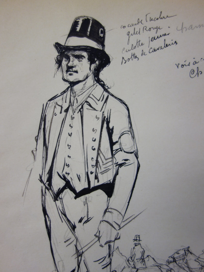 Georges CONRAD : Le cochet, Dessin original signé
