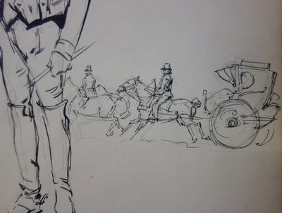 Georges CONRAD : Le cochet, Dessin original signé