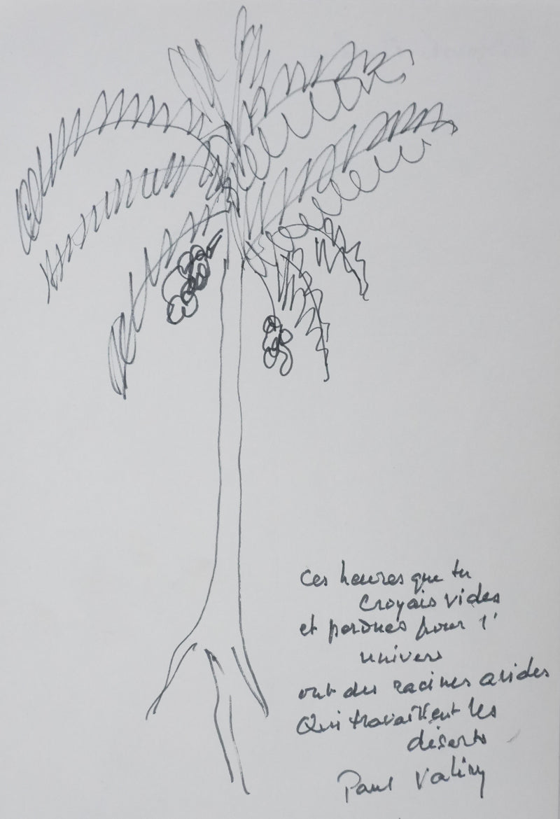 Jacques BENOIST-MECHIN : Les racines de Paul Valéry, Autographe et dessin original signé
