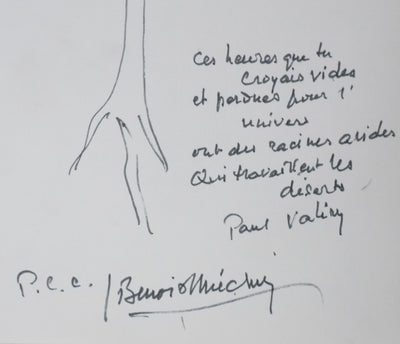 Jacques BENOIST-MECHIN : Les racines de Paul Valéry, Autographe et dessin original signé