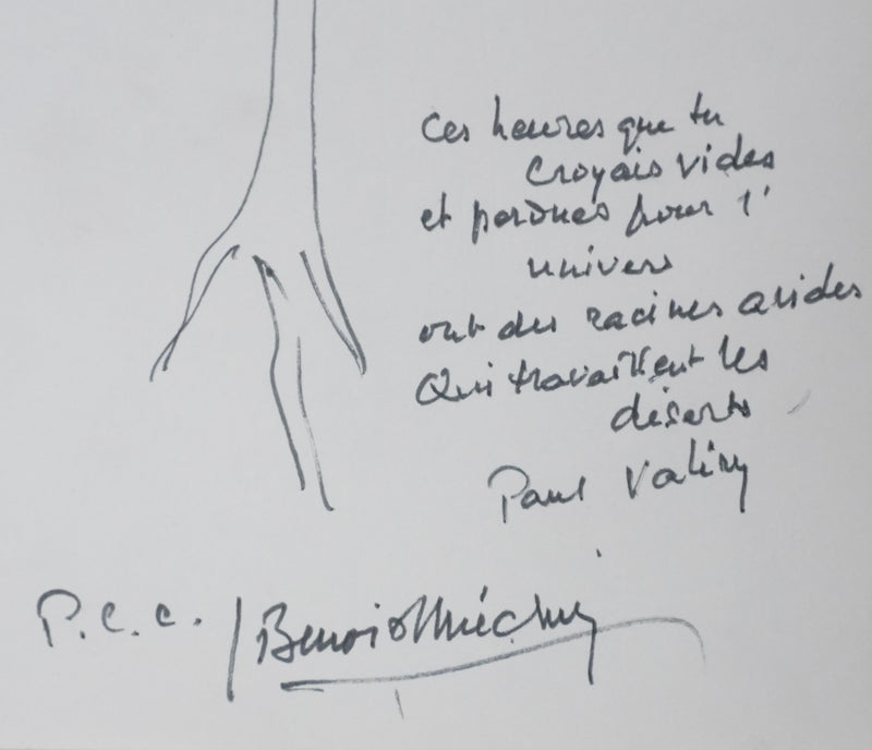 Jacques BENOIST-MECHIN : Les racines de Paul Valéry, Autographe et dessin original signé