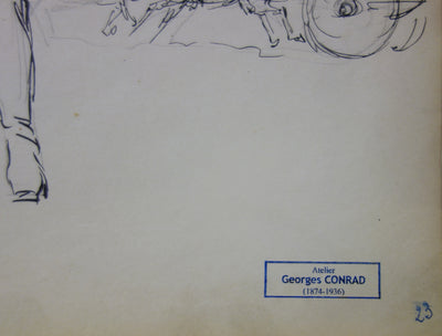 Georges CONRAD : Le cochet, Dessin original signé