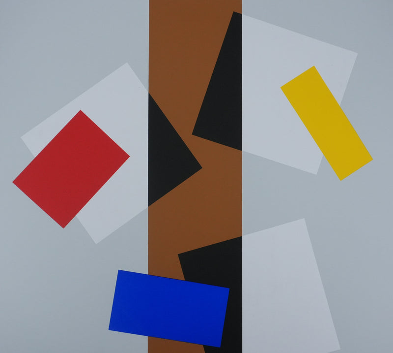 Joel FROMENT : Composition à la ligne dorée, Sérigraphie originale signée