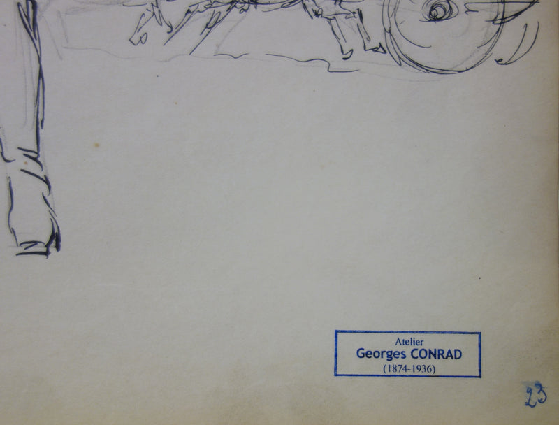 Georges CONRAD : Le cochet, Dessin original signé