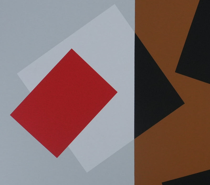 Joel FROMENT : Composition à la ligne dorée, Sérigraphie originale signée