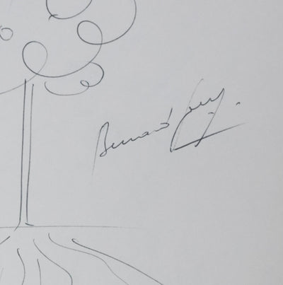 Bernard GORSHKY : Le poisson sous l'arbre, Autographe et dessin original signé