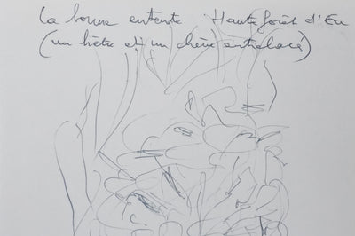 BOURNEUF : L'hêtre et le chêne entrelacé, Autographe et dessin original signé