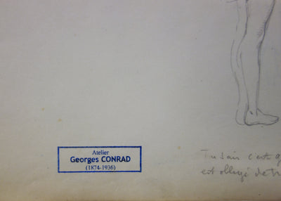 Georges CONRAD : Les amants, Dessin original signé