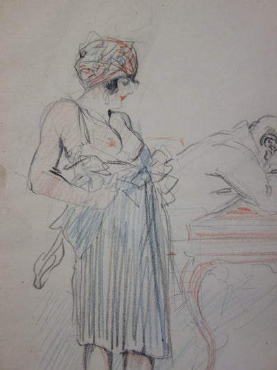 Georges CONRAD : L'accord, Dessin original signé