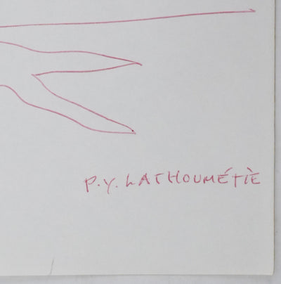 P.Y. LATHOUMETIE : L'arborescence rouge, Autographe et dessin original signé