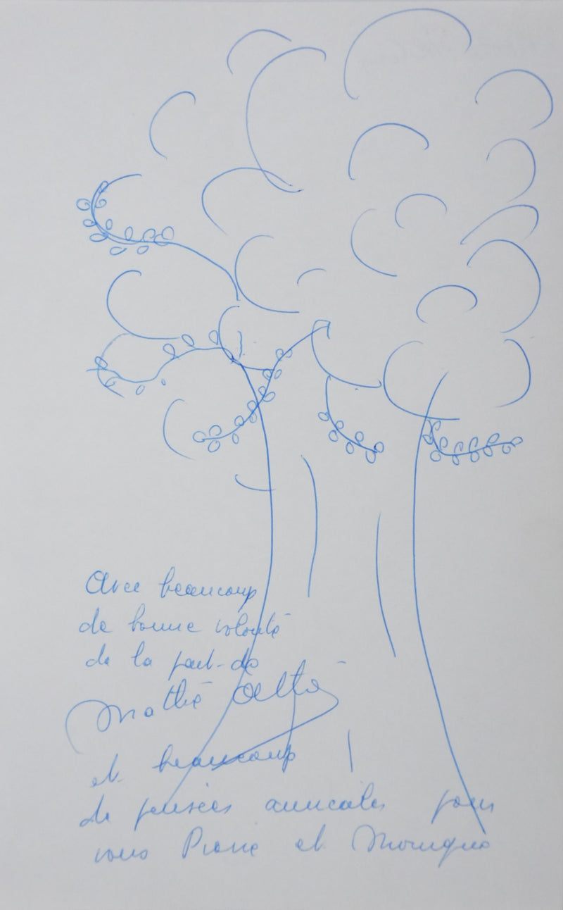 Mathé ALTERY : Les feuilles volantes, Autographe et dessin original signé