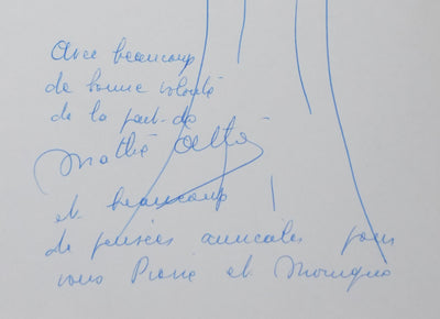 Mathé ALTERY : Les feuilles volantes, Autographe et dessin original signé