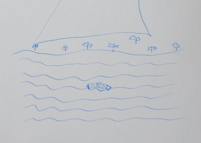 Serge GROUSSART : Les sept pointes et la croix, Autographe et dessin original signé