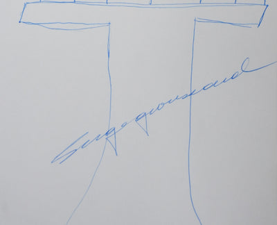 Serge GROUSSART : Les sept pointes et la croix, Autographe et dessin original signé