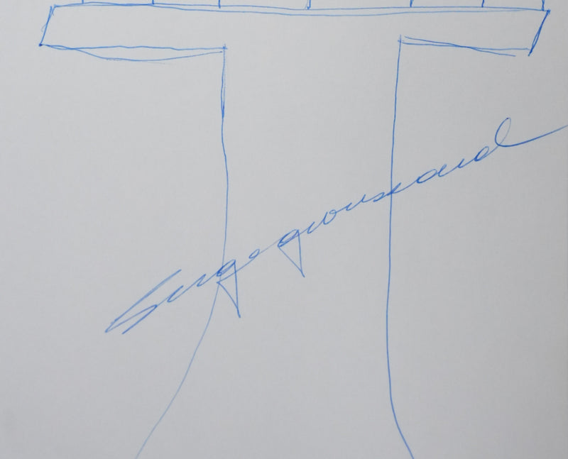 Serge GROUSSART : Les sept pointes et la croix, Autographe et dessin original signé