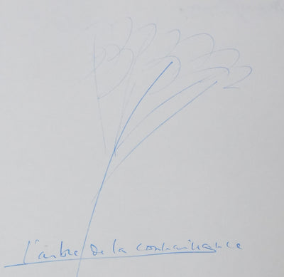 Jacques DURON : L'arbre de la connaissance, Autographe et dessin original signé