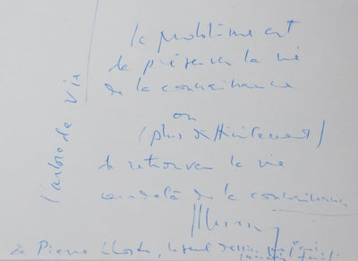 Jacques DURON : L'arbre de la connaissance, Autographe et dessin original signé