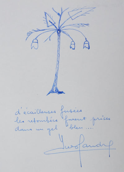 Yves SANDRE : Les cloches de l'arbre, Autographe et dessin original signé