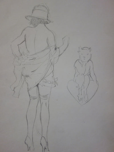 Georges CONRAD : Femme au chapeau, Dessin original signé