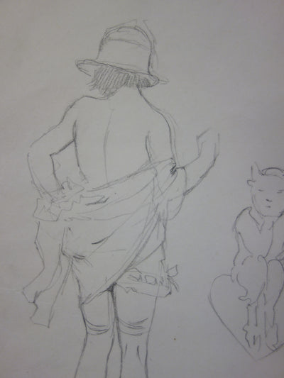 Georges CONRAD : Femme au chapeau, Dessin original signé