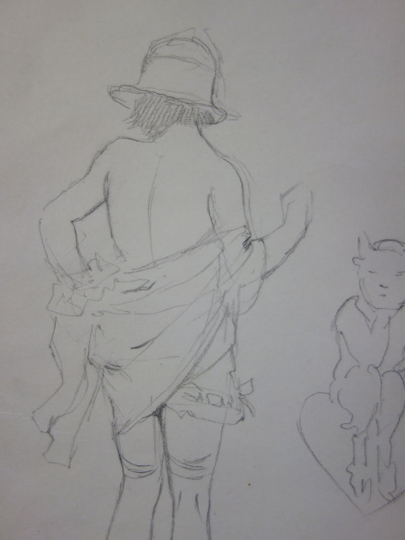 Georges CONRAD : Femme au chapeau, Dessin original signé