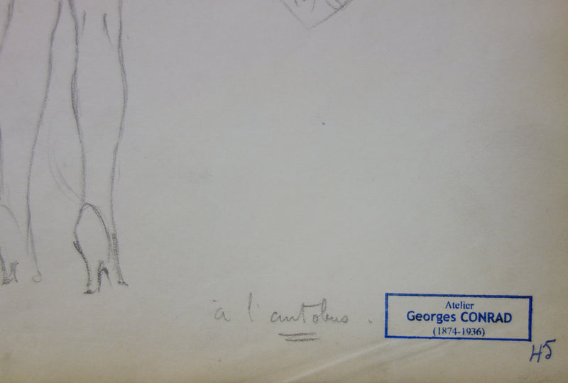 Georges CONRAD : Femme au chapeau, Dessin original signé
