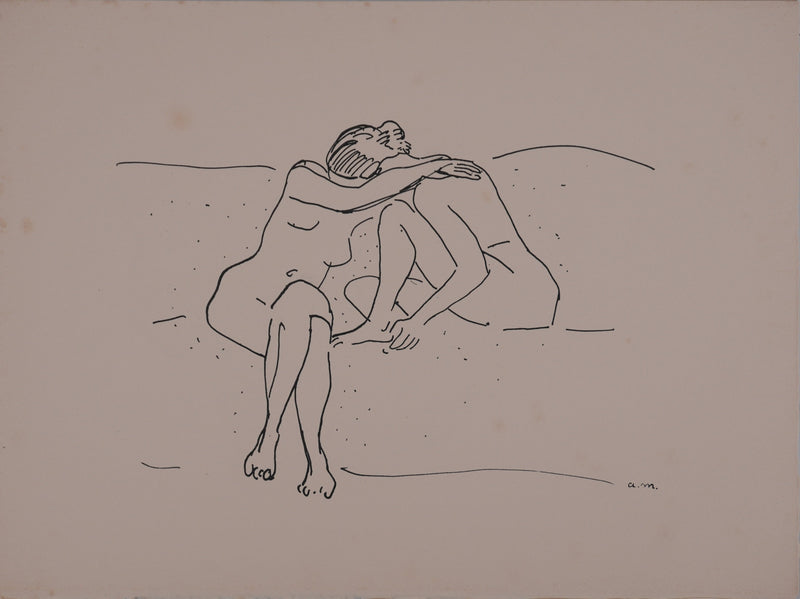 Albert MARQUET : Etreinte sur le divan, Lithographie originale signée