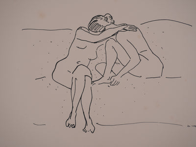 Albert MARQUET : Etreinte sur le divan, Lithographie originale signée