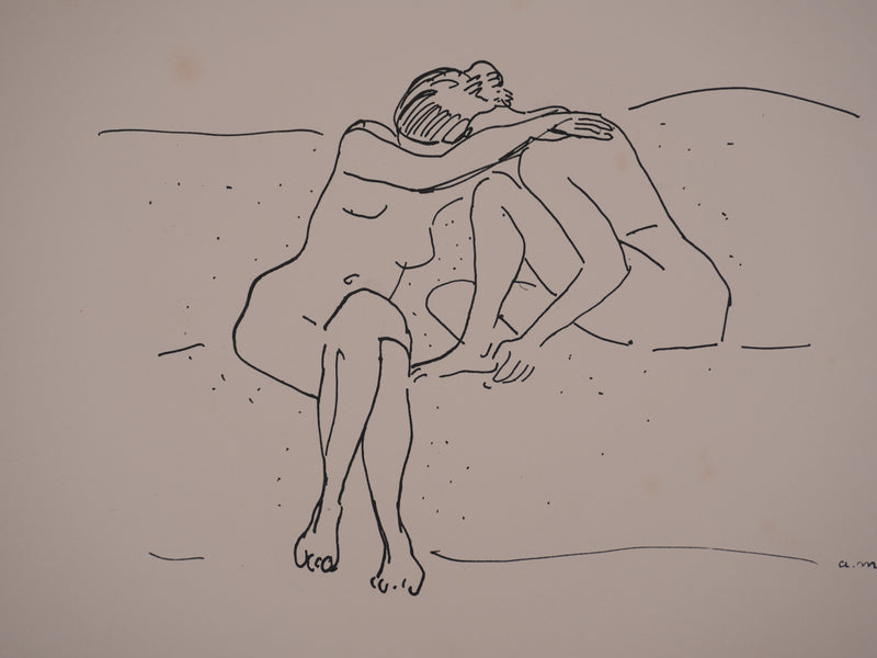 Albert MARQUET : Etreinte sur le divan, Lithographie originale signée