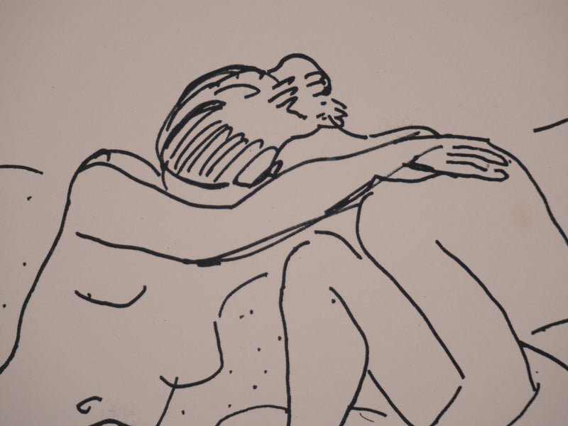 Albert MARQUET : Etreinte sur le divan, Lithographie originale signée