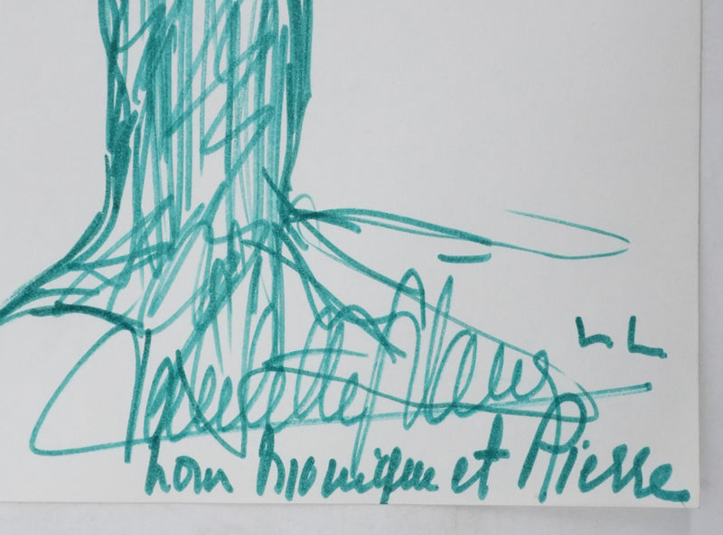 P GILAND : Les pommes rouges, Autographe et dessin original signé