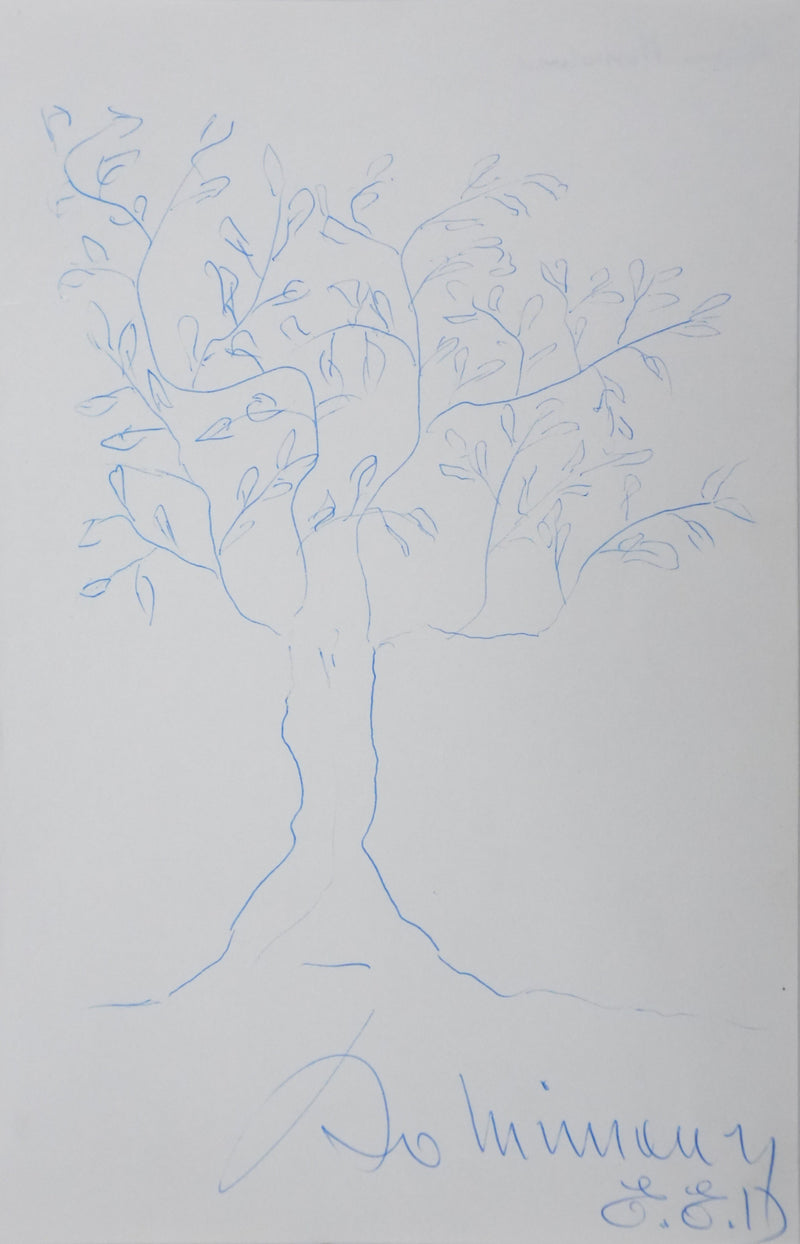 Alain MIMOUN : Les épines bleues, Autographe et dessin original signé