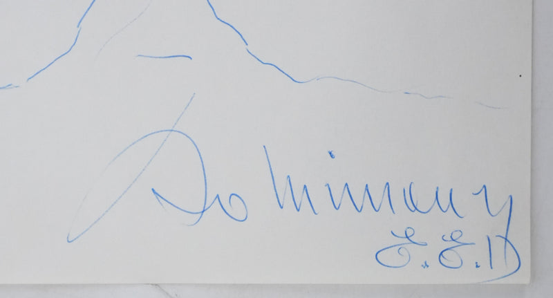 Alain MIMOUN : Les épines bleues, Autographe et dessin original signé