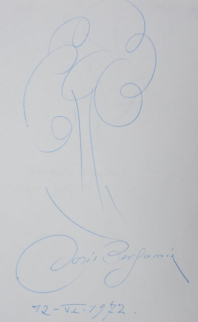 Nathalie SARRAUTE : L'arbuste dans le vent, Autographe et dessin original signé