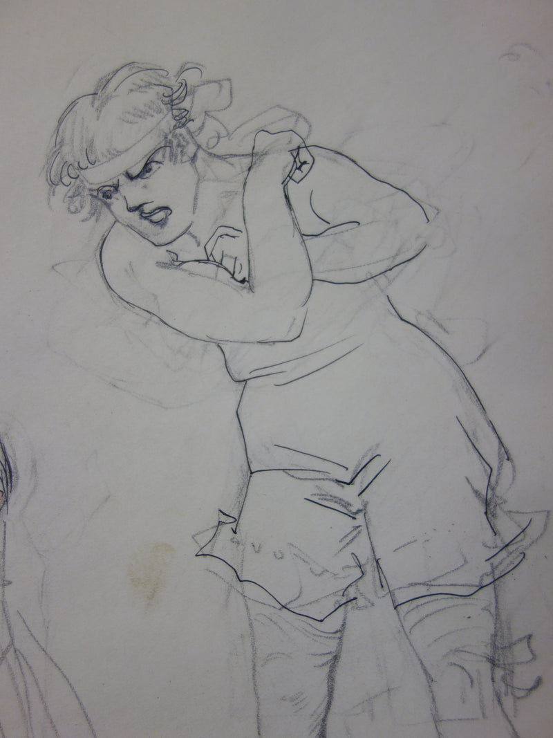 Georges CONRAD : La femme en colère, Dessin original signé